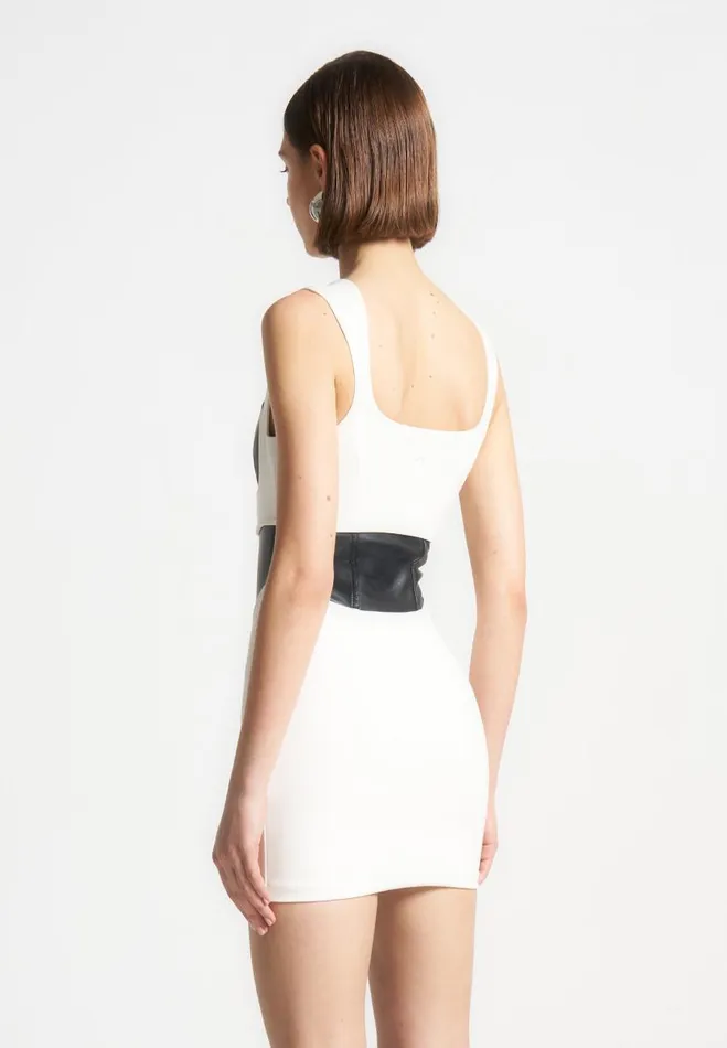 Manire De Voir Dresses Manire De Voir Woman Layered Corset Mini Dress 8211 WhiteBlack