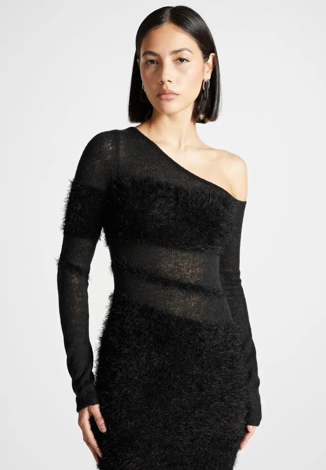 Manire De Voir Dresses Manire De Voir Woman Off Shoulder Knitted Maxi Dress 8211 Black Manire De Voir Dresses Manire De Voir Woman Off Shoulder Knitted Maxi Dress 8211 Black