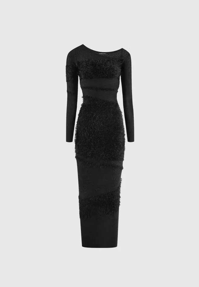 Manire De Voir Dresses Manire De Voir Woman Off Shoulder Knitted Maxi Dress 8211 Black