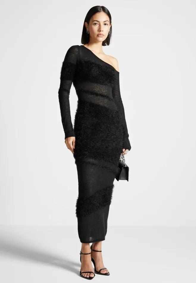 Manire De Voir Dresses Manire De Voir Woman Off Shoulder Knitted Maxi Dress 8211 Black
