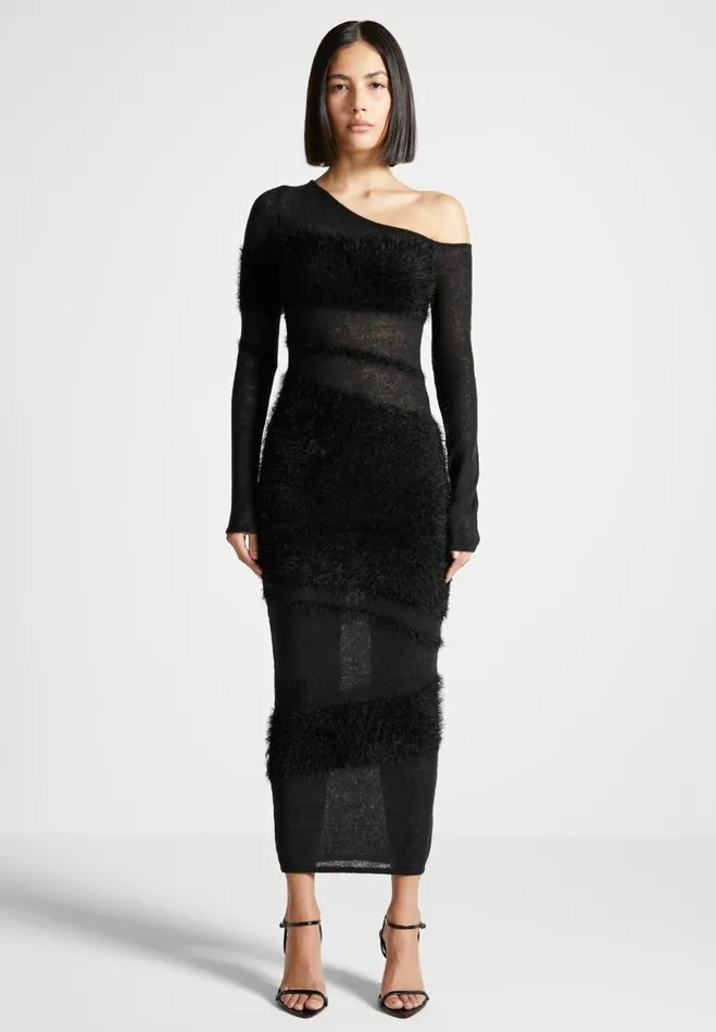 Manire De Voir Dresses Manire De Voir Woman Off Shoulder Knitted Maxi Dress 8211 Black