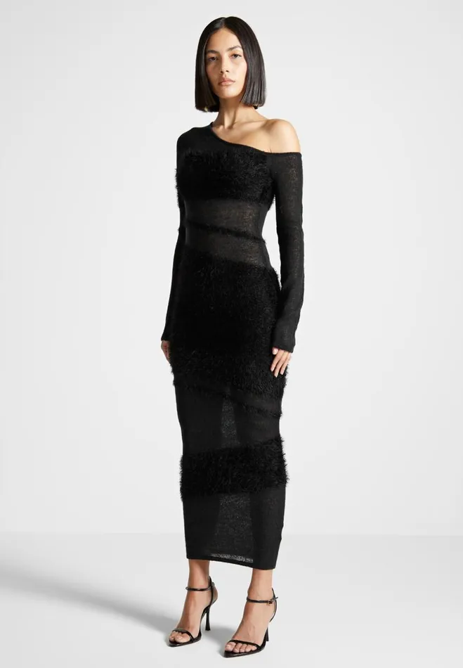 Manire De Voir Dresses Manire De Voir Woman Off Shoulder Knitted Maxi Dress 8211 Black