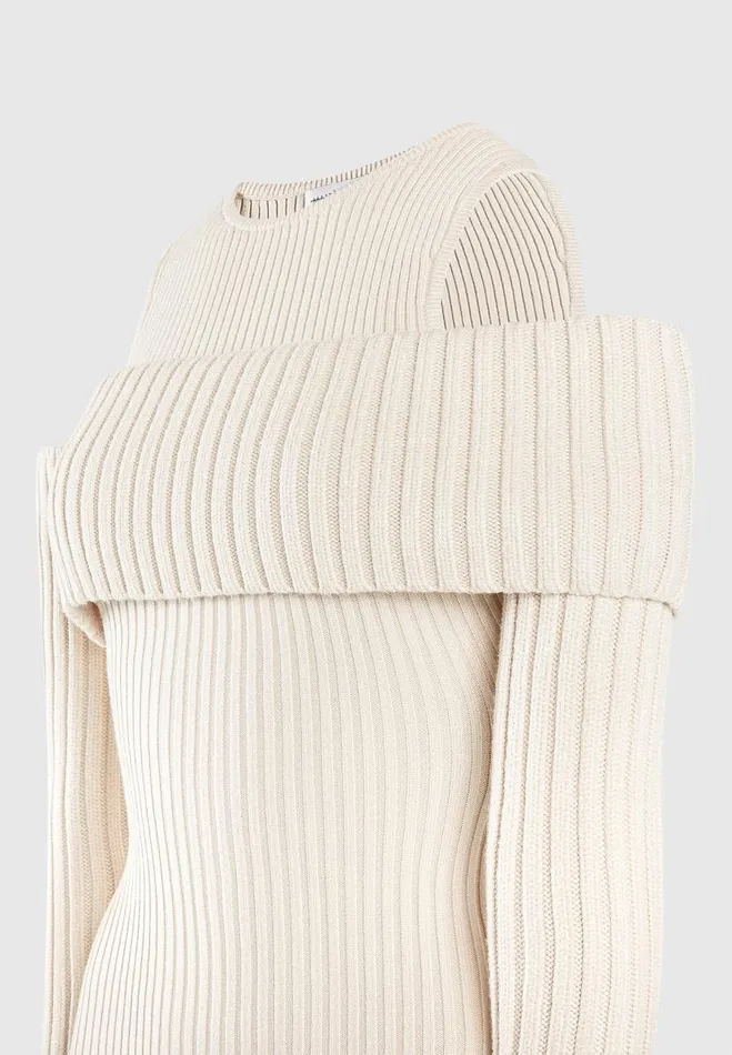 Manire De Voir Dresses Manire De Voir Woman Overlay Knitted Midaxi Dress 8211 Beige