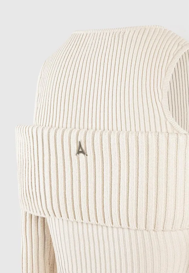 Manire De Voir Dresses Manire De Voir Woman Overlay Knitted Midaxi Dress 8211 Beige