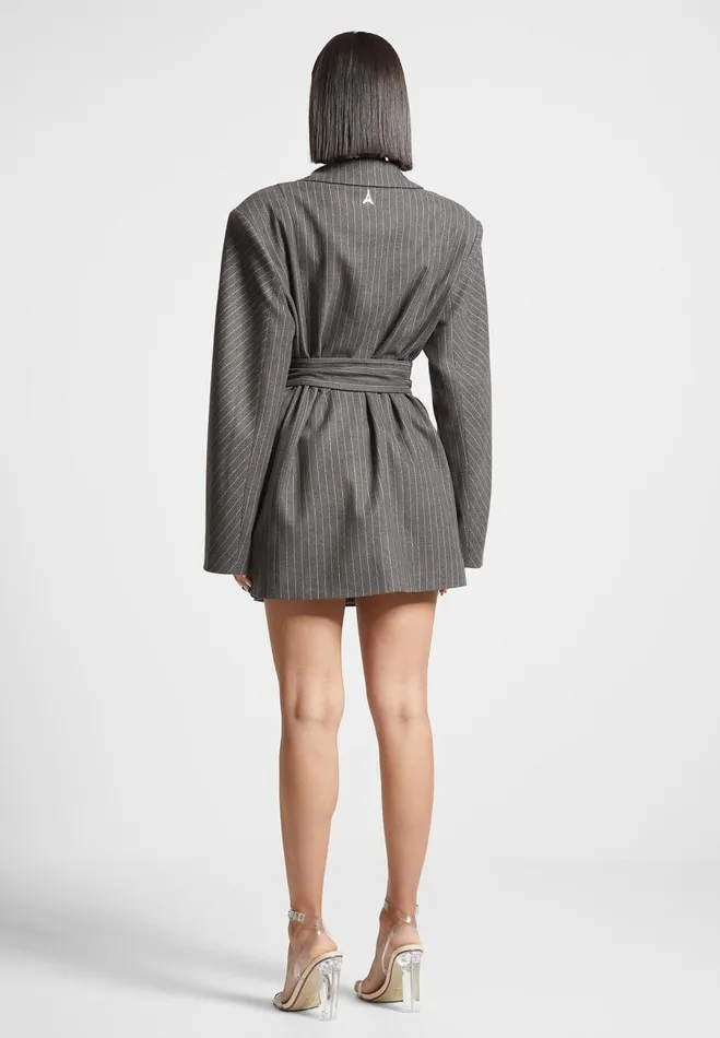 Manire De Voir Dresses Manire De Voir Woman Oversized Pinstripe Blazer Dress 8211 Grey