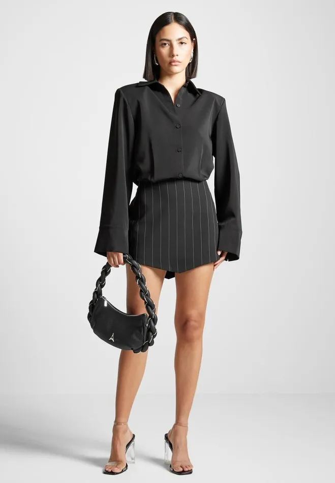 Manire De Voir Dresses Manire De Voir Woman Pinstripe Skirt Shirt Dress 8211 Black Manire De Voir Dresses Manire De Voir Woman Pinstripe Skirt Shirt Dress 8211 Black