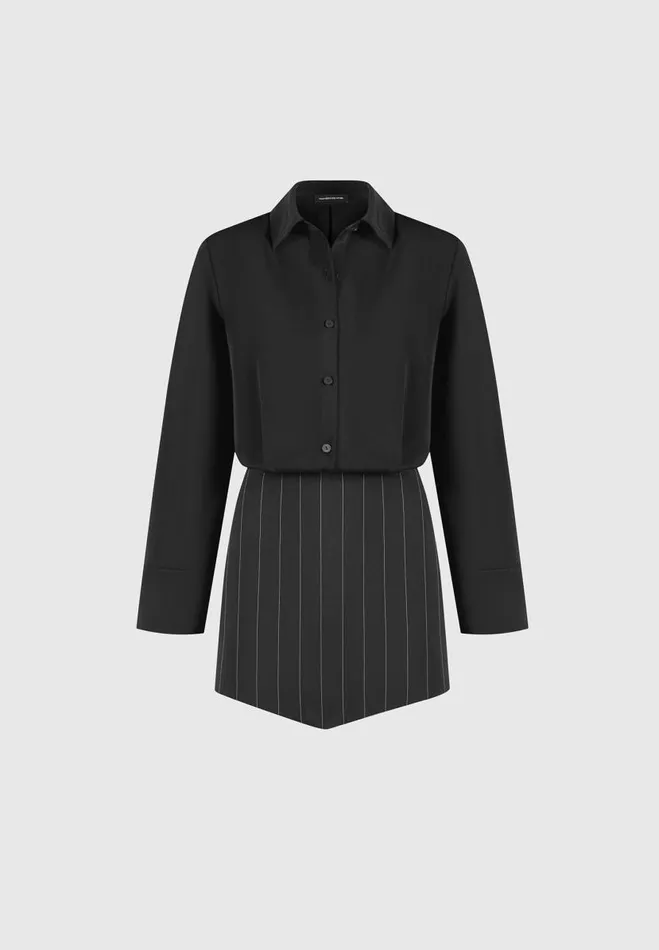 Manire De Voir Dresses Manire De Voir Woman Pinstripe Skirt Shirt Dress 8211 Black
