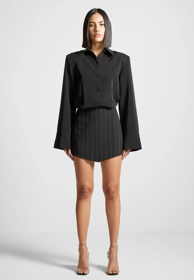 Manire De Voir Dresses Manire De Voir Woman Pinstripe Skirt Shirt Dress 8211 Black