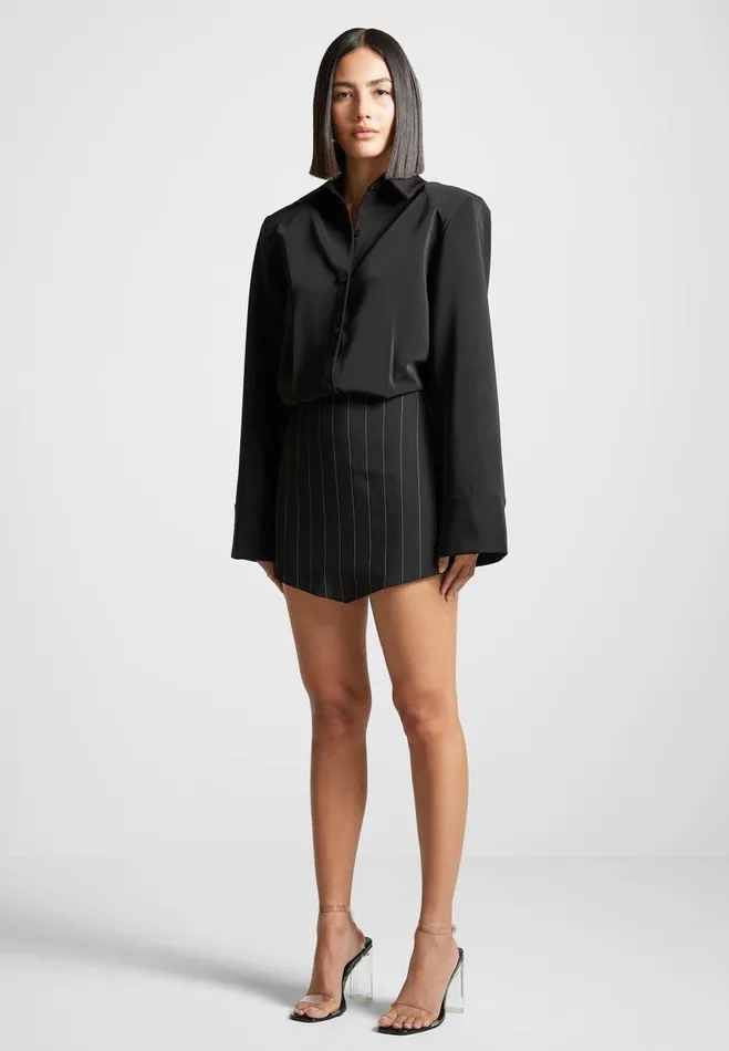Manire De Voir Dresses Manire De Voir Woman Pinstripe Skirt Shirt Dress 8211 Black