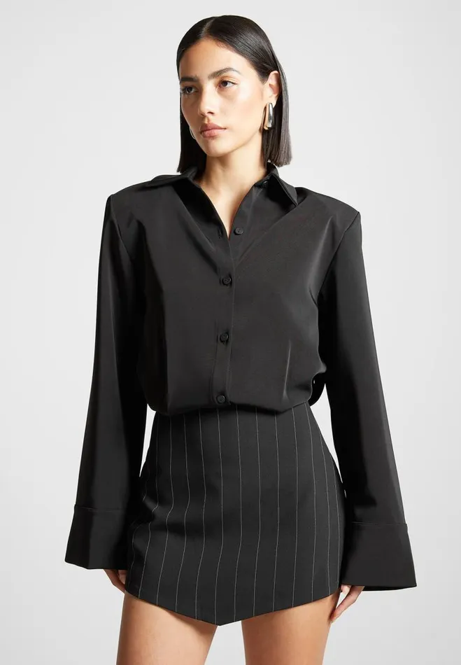 Manire De Voir Dresses Manire De Voir Woman Pinstripe Skirt Shirt Dress 8211 Black