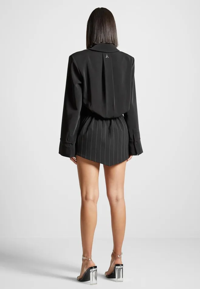 Manire De Voir Dresses Manire De Voir Woman Pinstripe Skirt Shirt Dress 8211 Black