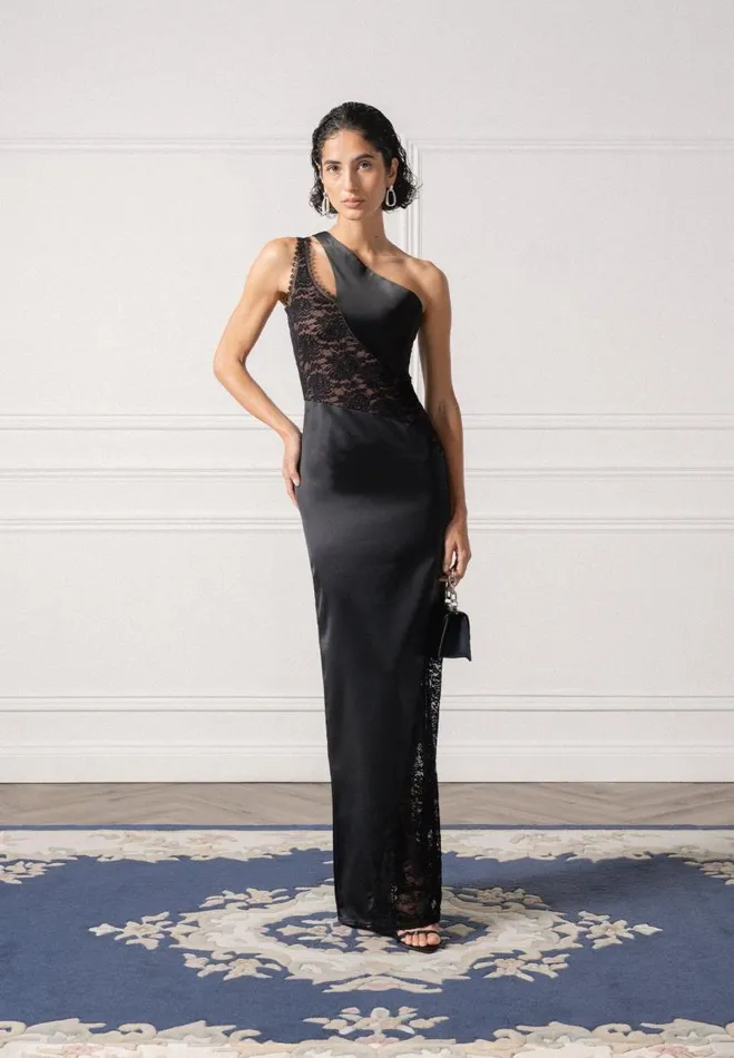 Manire De Voir Dresses Manire De Voir Woman Satin And Lace Midaxi Dress 8211 Black Manire De Voir Dresses Manire De Voir Woman Satin And Lace Midaxi Dress 8211 Black