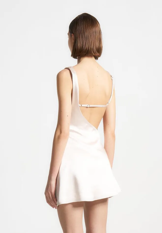 Manire De Voir Dresses Manire De Voir Woman Satin Bralette Fluted Mini Dress 8211 Pearl