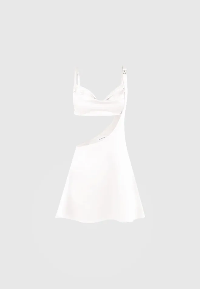 Manire De Voir Dresses Manire De Voir Woman Satin Bralette Fluted Mini Dress 8211 Pearl