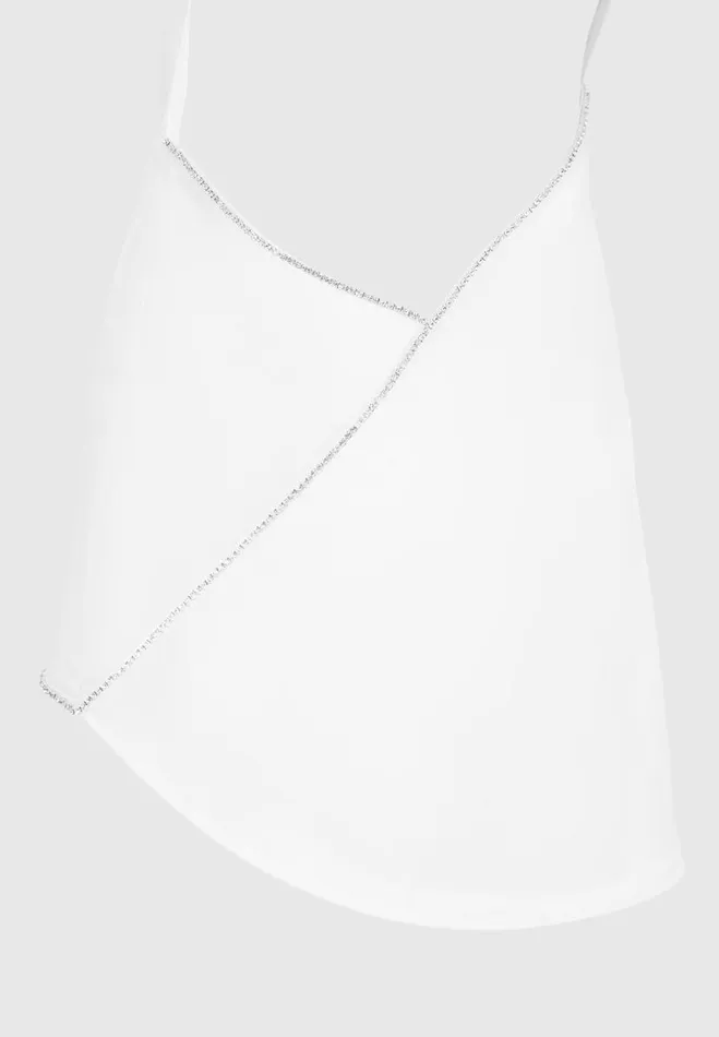 Manire De Voir Dresses Manire De Voir Woman Satin Embellished Open Back Mini Dress 8211 White