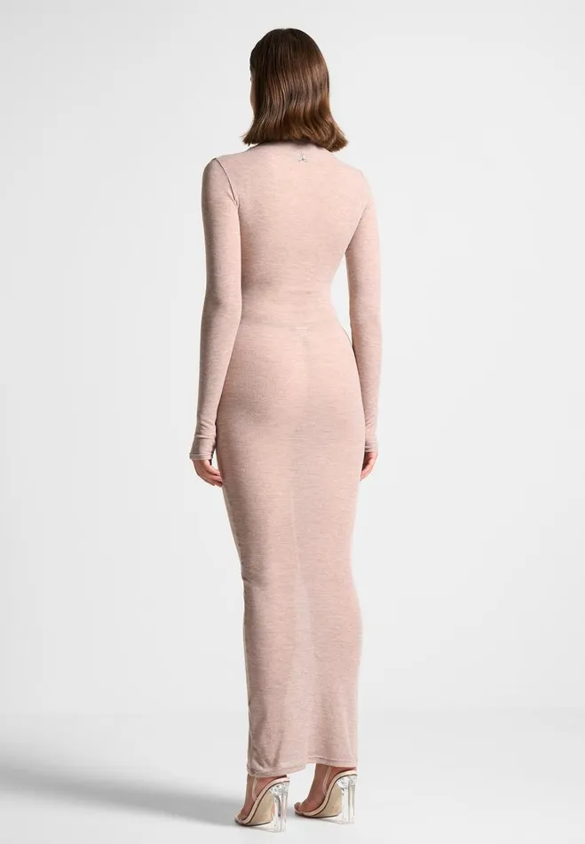 Manire De Voir Dresses Manire De Voir Woman ternelle Mock Neck Sheer Midaxi Dress 8211 Beige