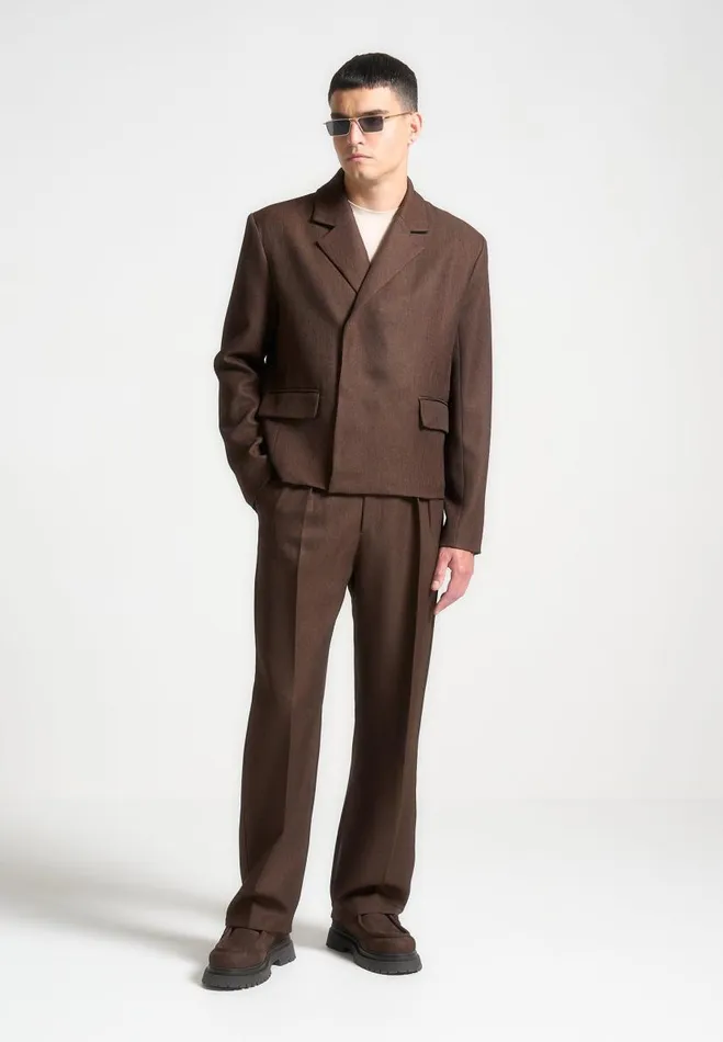 Manire De Voir Formal Trousers Manire De Voir Man Relaxed Fit Tailored Trousers With Twin Pleat 8211 Brown