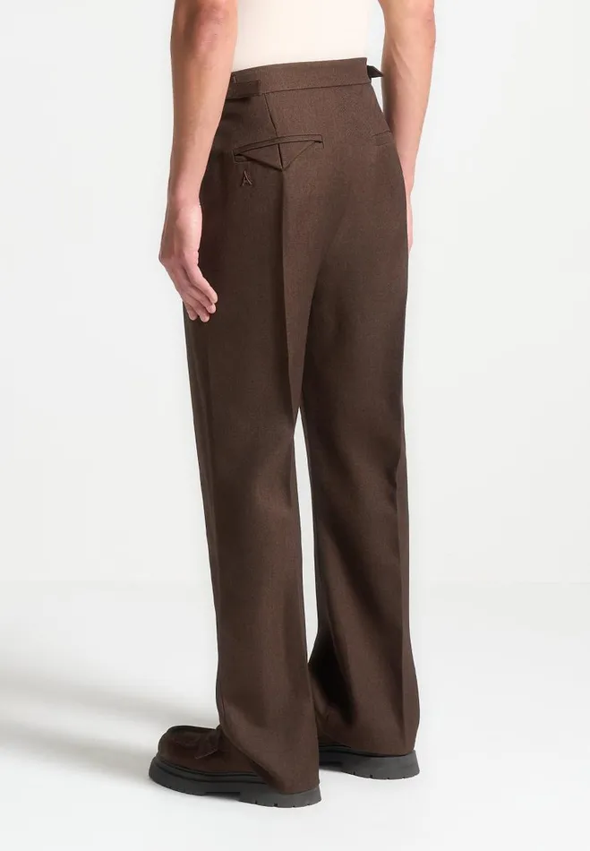 Manire De Voir Formal Trousers Manire De Voir Man Relaxed Fit Tailored Trousers With Twin Pleat 8211 Brown