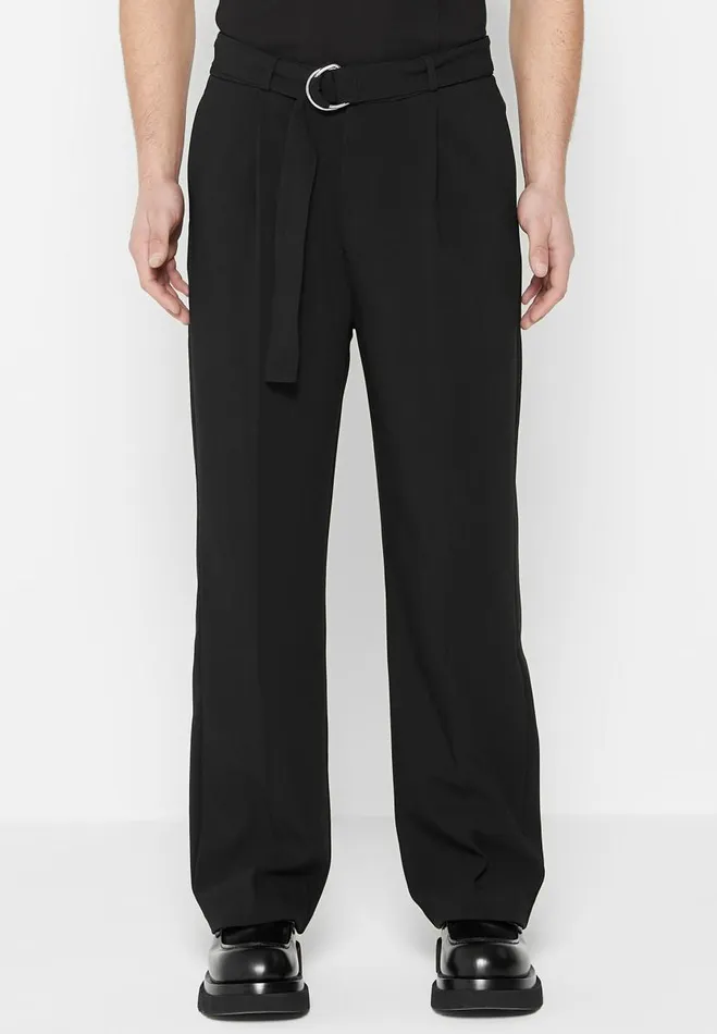 Manire De Voir Formal Trousers Manire De Voir Man Relaxed Fit Woven Belted Tailored Trousers 8211 Black Manire De Voir Formal Trousers Manire De Voir Man Relaxed Fit Woven Belted Tailored Trousers 8211 Black
