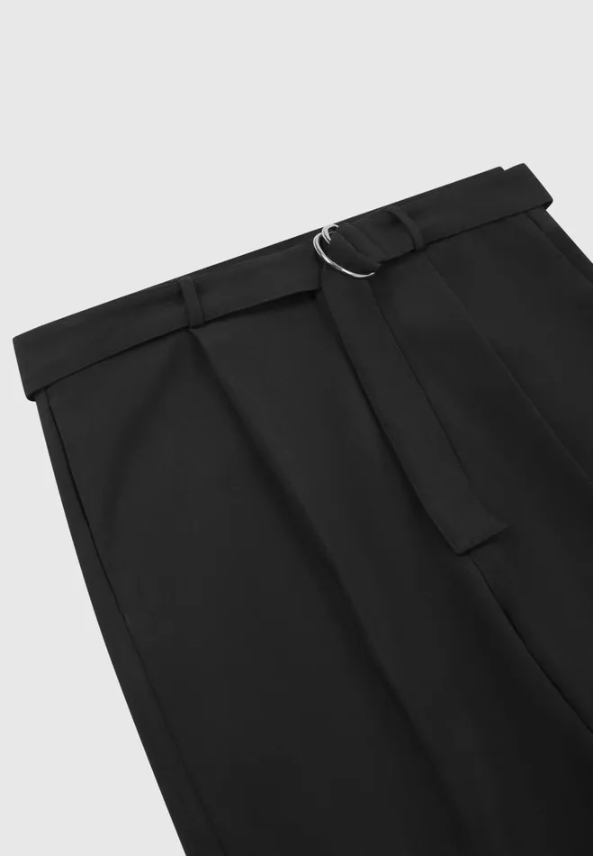 Manire De Voir Formal Trousers Manire De Voir Man Relaxed Fit Woven Belted Tailored Trousers 8211 Black