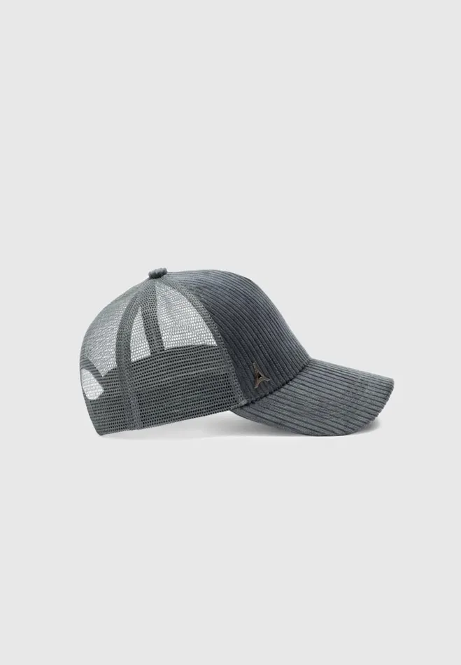 Manire De Voir Hats Manire De Voir Man Corduroy Trucker Cap 8211 Steel Blue