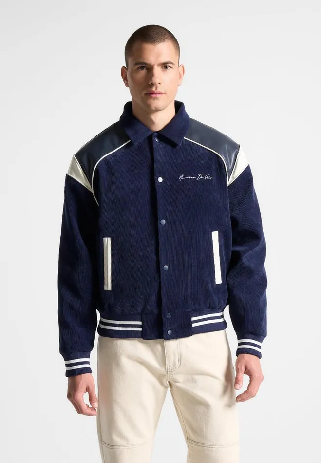 Manire De Voir Jackets Manire De Voir Man Raglan Corduroy Eiffel Varsity Jacket 8211 Navy Manire De Voir Jackets Manire De Voir Man Raglan Corduroy Eiffel Varsity Jacket 8211 Navy