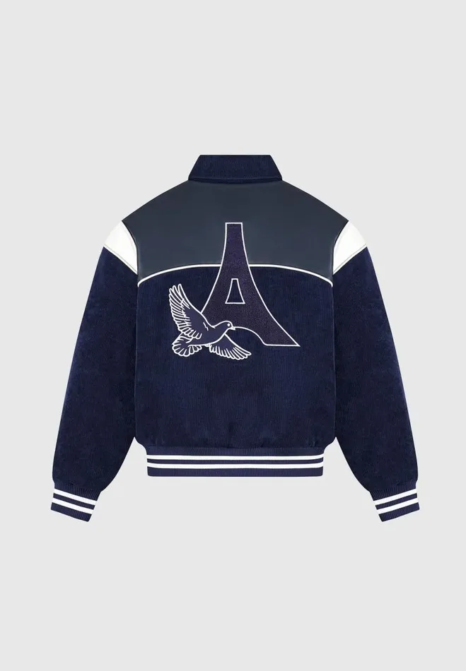 Manire De Voir Jackets Manire De Voir Man Raglan Corduroy Eiffel Varsity Jacket 8211 Navy