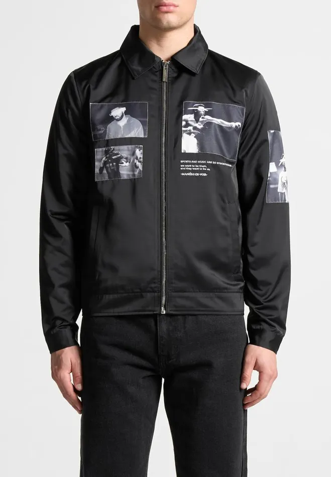 Manire De Voir Jackets Manire De Voir Man Satin Icon Jacket 8211 Black