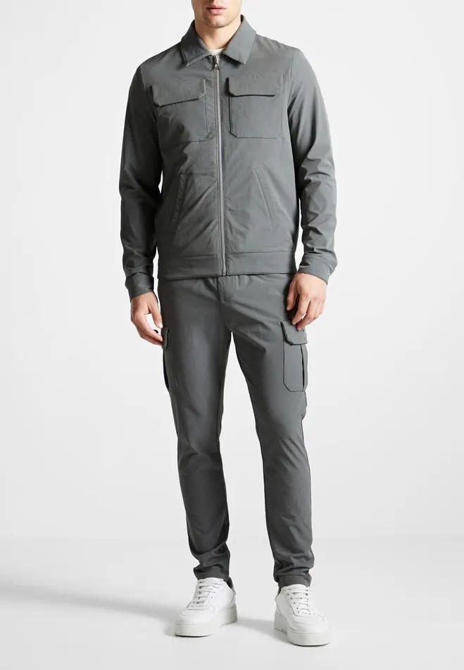 Manire De Voir Jackets Manire De Voir Man Technical Cargo Jacket 8211 Charcoal Grey Manire De Voir Jackets Manire De Voir Man Technical Cargo Jacket 8211 Charcoal Grey