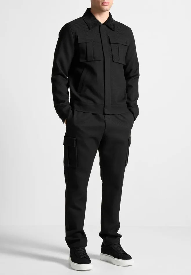 Manire De Voir Jackets Manire De Voir Man Twill Trucker Jacket With Velvet Collar 8211 Black Manire De Voir Jackets Manire De Voir Man Twill Trucker Jacket With Velvet Collar 8211 Black