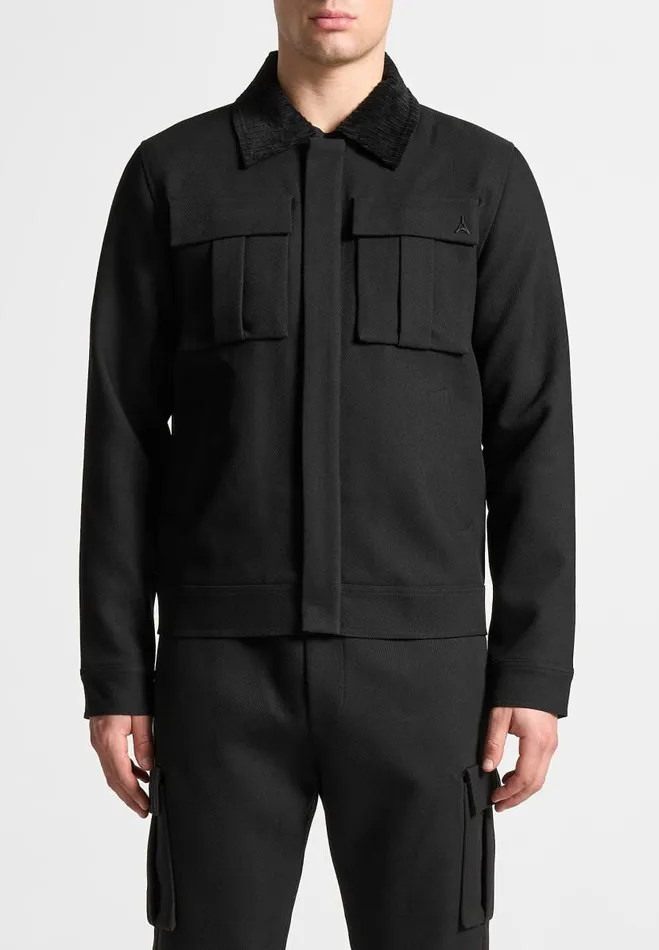 Manire De Voir Jackets Manire De Voir Man Twill Trucker Jacket With Velvet Collar 8211 Black