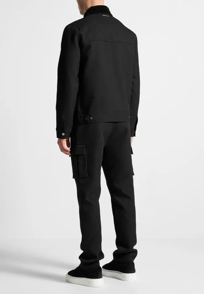 Manire De Voir Jackets Manire De Voir Man Twill Trucker Jacket With Velvet Collar 8211 Black