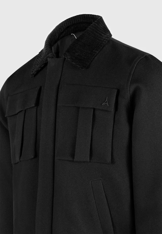 Manire De Voir Jackets Manire De Voir Man Twill Trucker Jacket With Velvet Collar 8211 Black