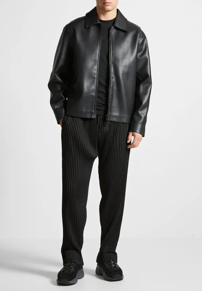 Manire De Voir Jackets Manire De Voir Man Vegan Leather Minimal Boxy Jacket 8211 Black Manire De Voir Jackets Manire De Voir Man Vegan Leather Minimal Boxy Jacket 8211 Black