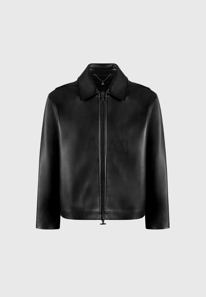 Manire De Voir Jackets Manire De Voir Man Vegan Leather Minimal Boxy Jacket 8211 Black