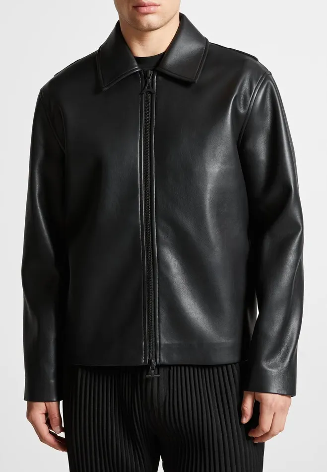 Manire De Voir Jackets Manire De Voir Man Vegan Leather Minimal Boxy Jacket 8211 Black