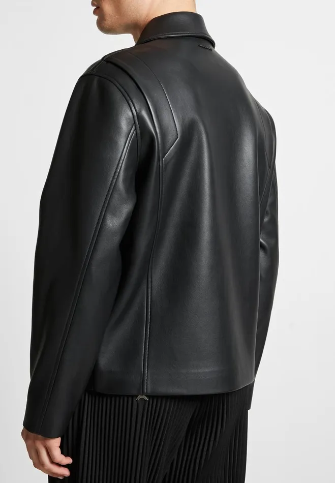 Manire De Voir Jackets Manire De Voir Man Vegan Leather Minimal Boxy Jacket 8211 Black