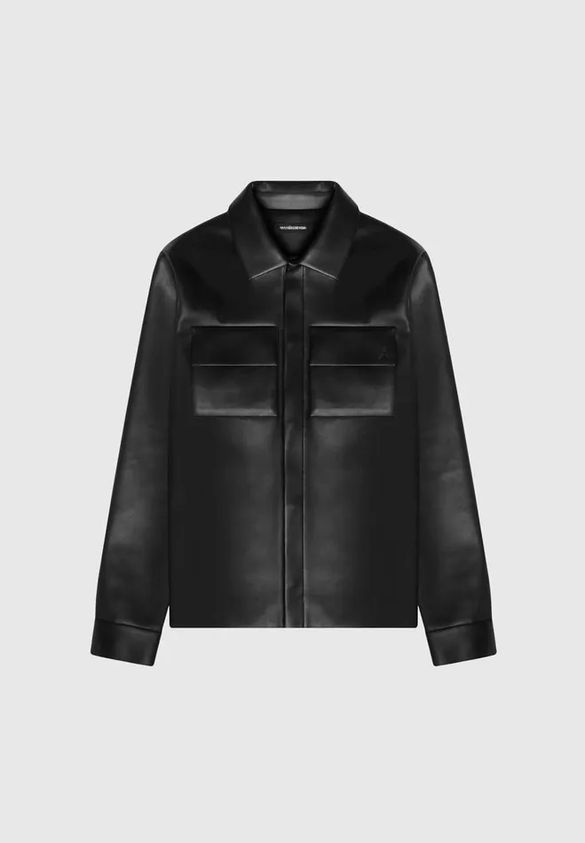 Manire De Voir Jackets Manire De Voir Man Vegan Leather Shirt Jacket 8211 Black