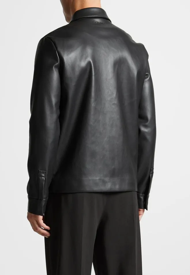 Manire De Voir Jackets Manire De Voir Man Vegan Leather Shirt Jacket 8211 Black