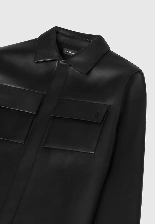 Manire De Voir Jackets Manire De Voir Man Vegan Leather Shirt Jacket 8211 Black