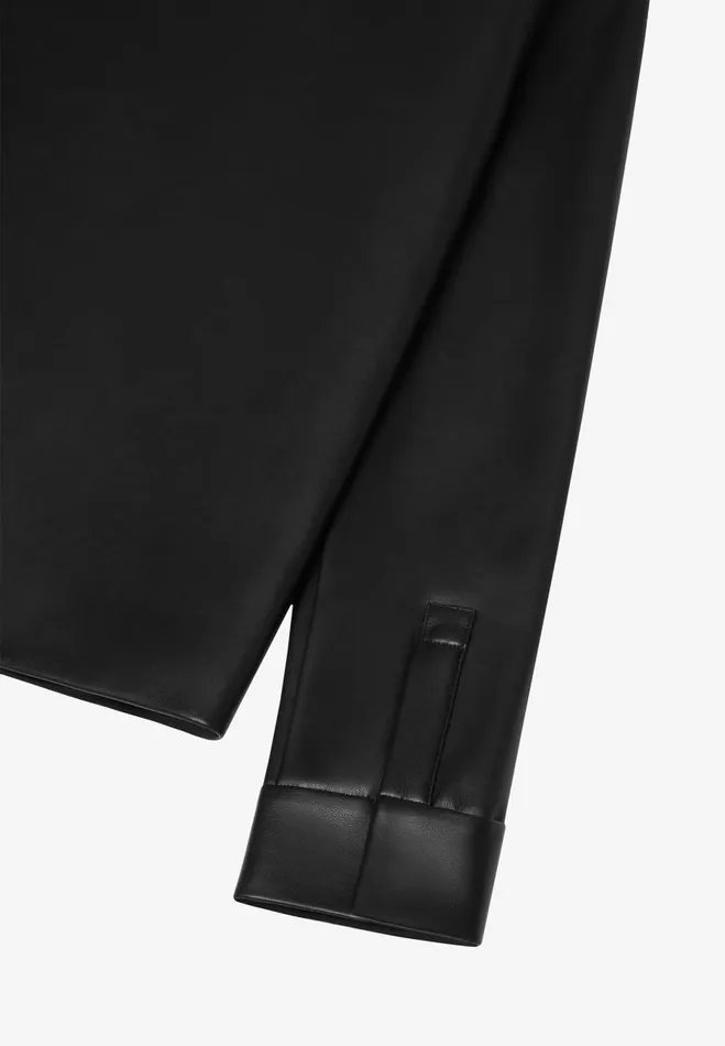Manire De Voir Jackets Manire De Voir Man Vegan Leather Shirt Jacket 8211 Black