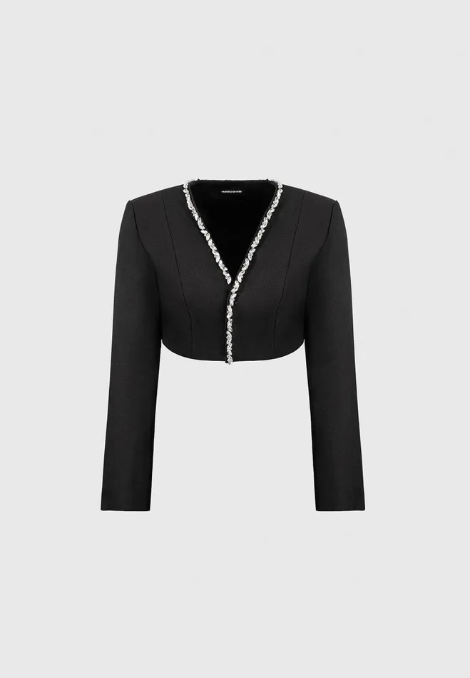 Manire De Voir Jackets Manire De Voir Woman Embellished Cropped Blazer 8211 Black