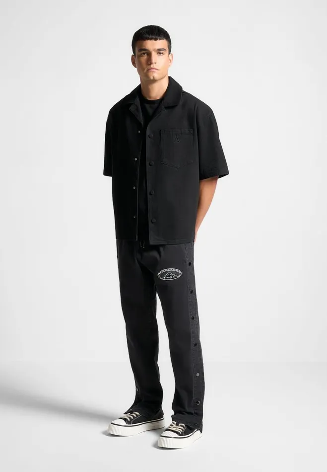 Manire De Voir Jeans Manire De Voir Man Denim Popper Cargo Pants 8211 Washed Black