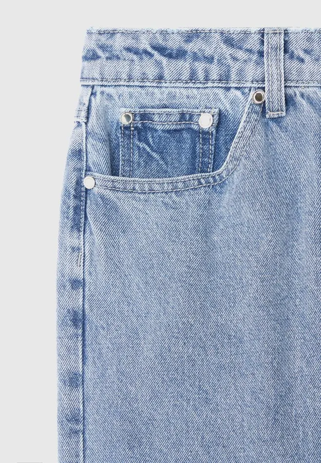 Manire De Voir Jeans Manire De Voir Woman Button Down Overlay Mom Jeans 8211 Mid Blue