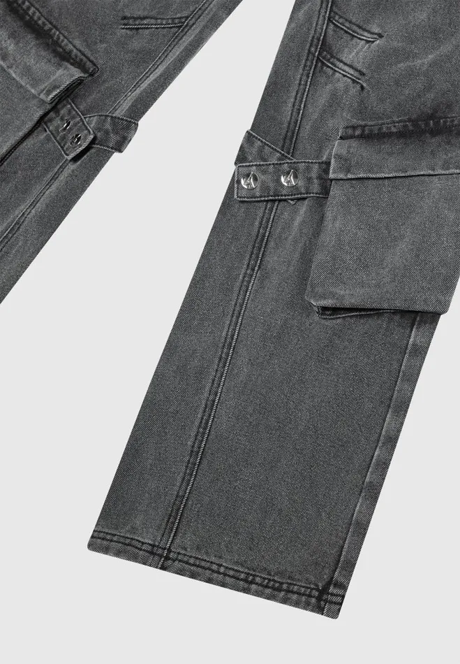 Manire De Voir Jeans Manire De Voir Woman Strap Detail Cargo Jeans 8211 Washed Grey