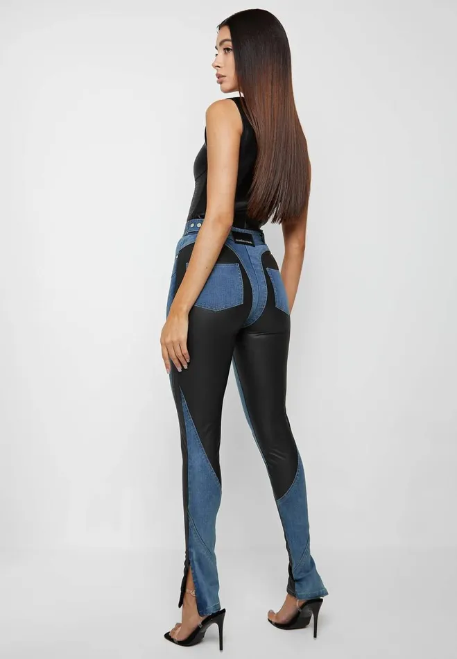 Manire De Voir Jeans Manire De Voir Woman Vegan Leather Contour Skinny Jeans 8211 Blue