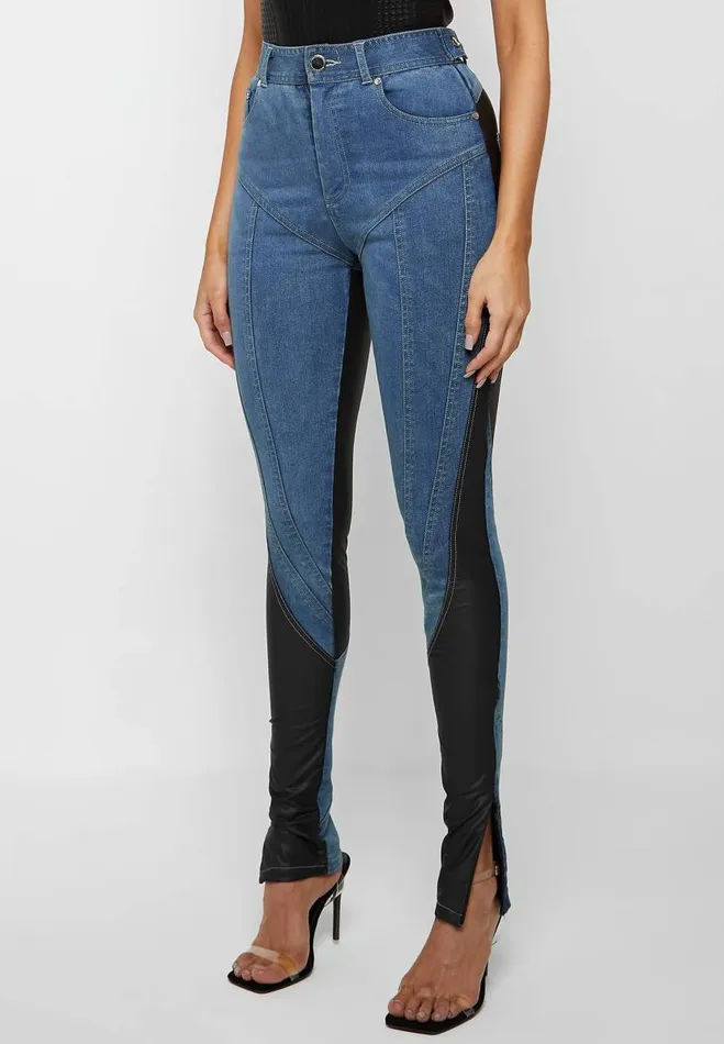 Manire De Voir Jeans Manire De Voir Woman Vegan Leather Contour Skinny Jeans 8211 Blue