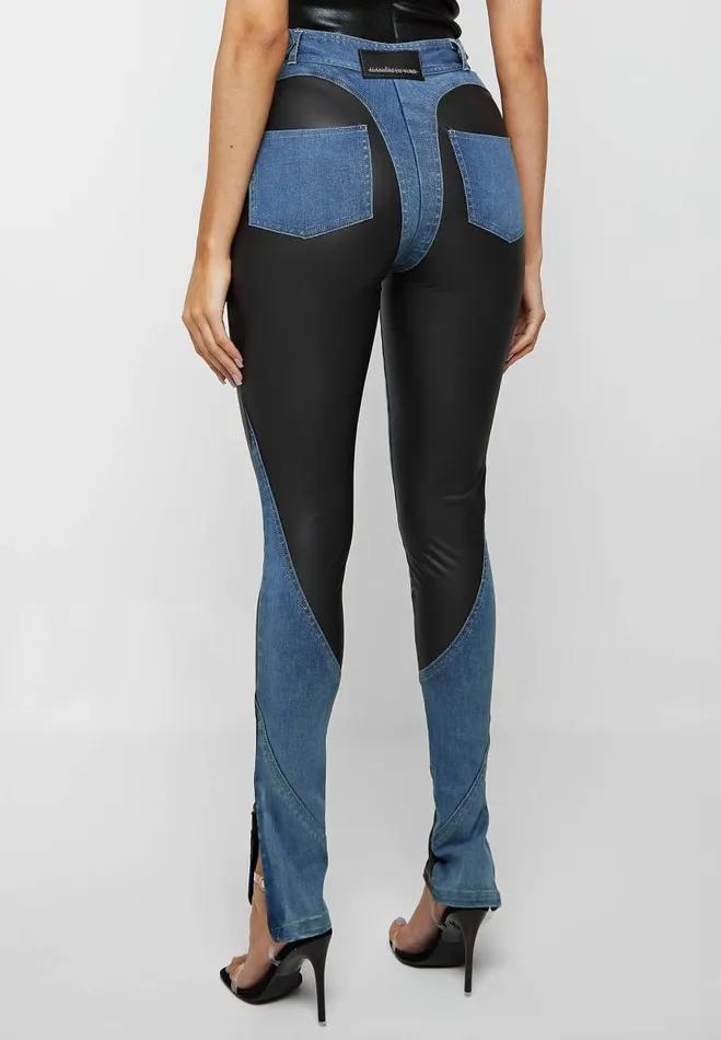Manire De Voir Jeans Manire De Voir Woman Vegan Leather Contour Skinny Jeans 8211 Blue
