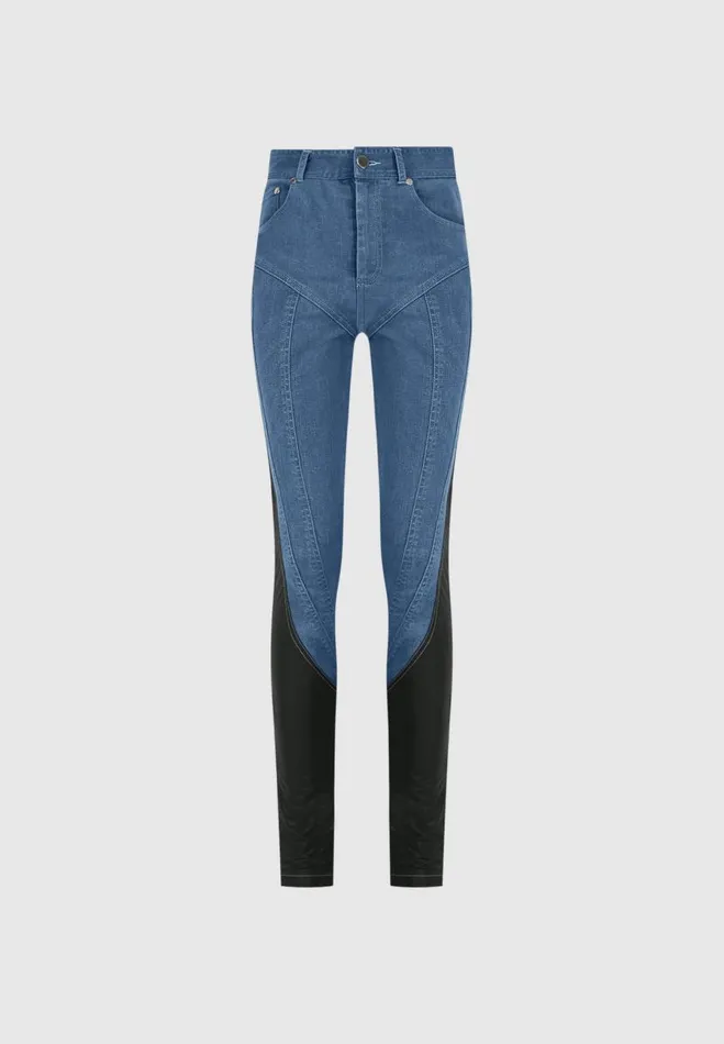 Manire De Voir Jeans Manire De Voir Woman Vegan Leather Contour Skinny Jeans 8211 Blue