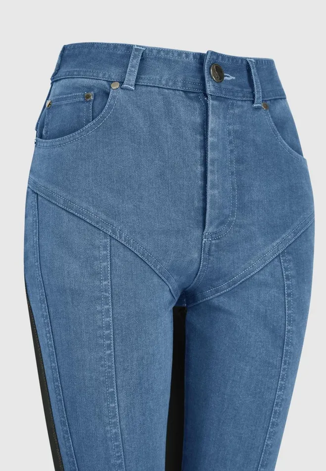 Manire De Voir Jeans Manire De Voir Woman Vegan Leather Contour Skinny Jeans 8211 Blue